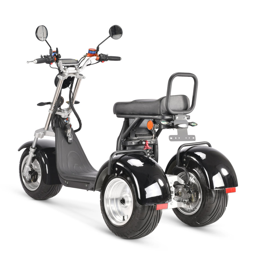 Coco Bike E-Scooter mit Straßenzulassung und drei Räder Trike CP7 - ca. 45km Reichweite, 2 Motoren | 60V | 2000W | 20AH Akku-Schwarz