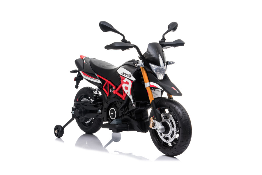 Elektro Kindermotorrad "Aprilia-900-Dorsoduro" - Lizenziert - 12V - 2 Motoren - MP3 + Leder + EVA 