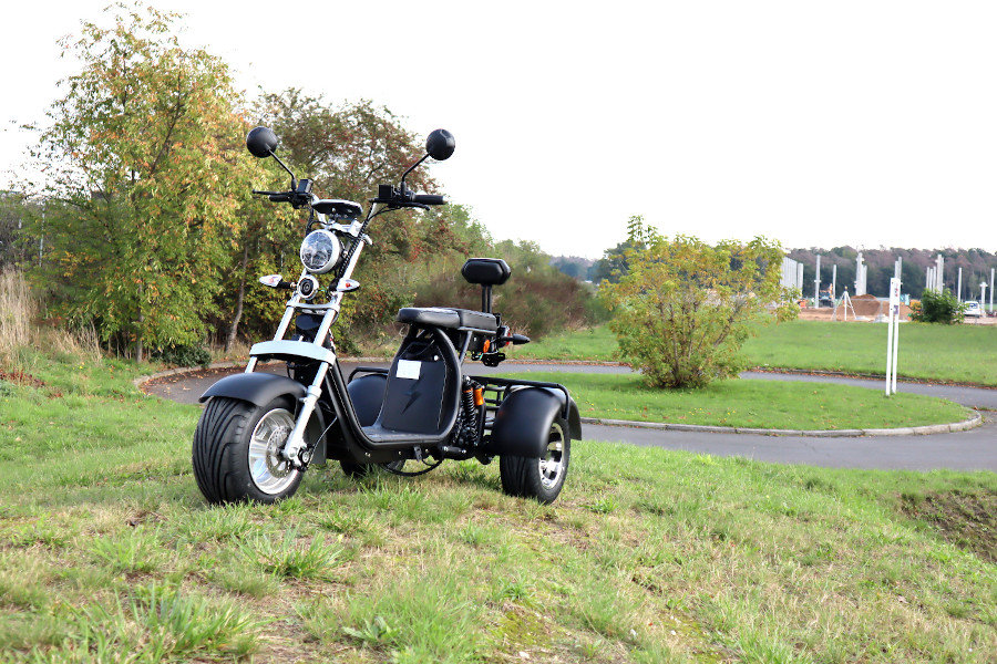 Coco Bike E-Scooter mit Straßenzulassung und drei Räder Trike ca. 35km Reichweite, 60V | 2000W | 12AH Akku-Gelb