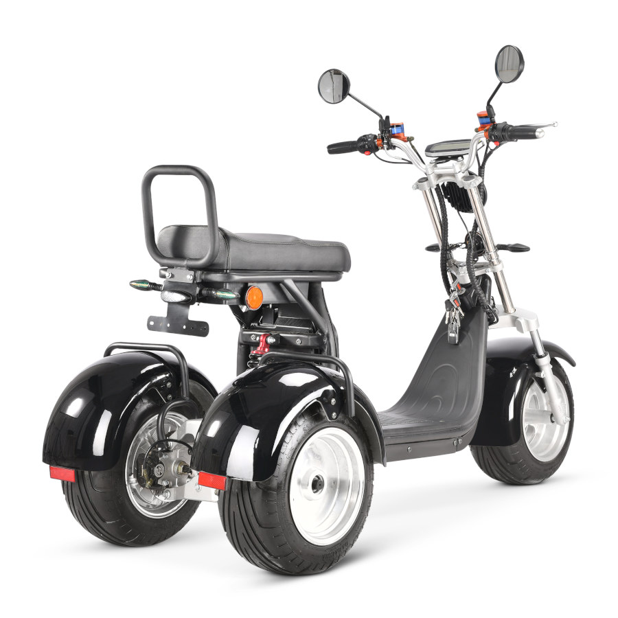 Coco Bike E-Scooter mit Straßenzulassung und drei Räder Trike CP7 - ca. 45km Reichweite, 2 Motoren | 60V | 2000W | 20AH Akku-Schwarz