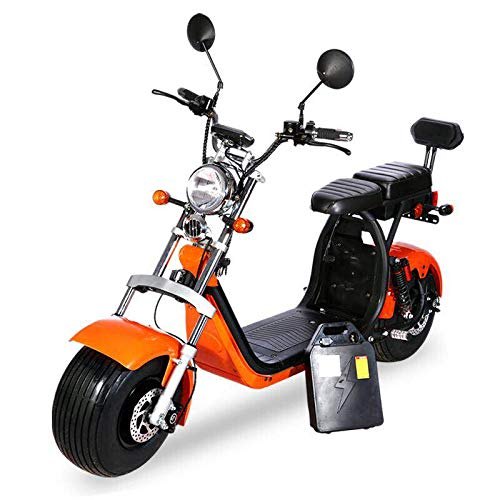 Coco Bike Fat E-Scooter mit Straßenzulassung bis zu 40 km/h schnell - 35km Reichweite, 60V | 1500W | 12AH Akku-Orange