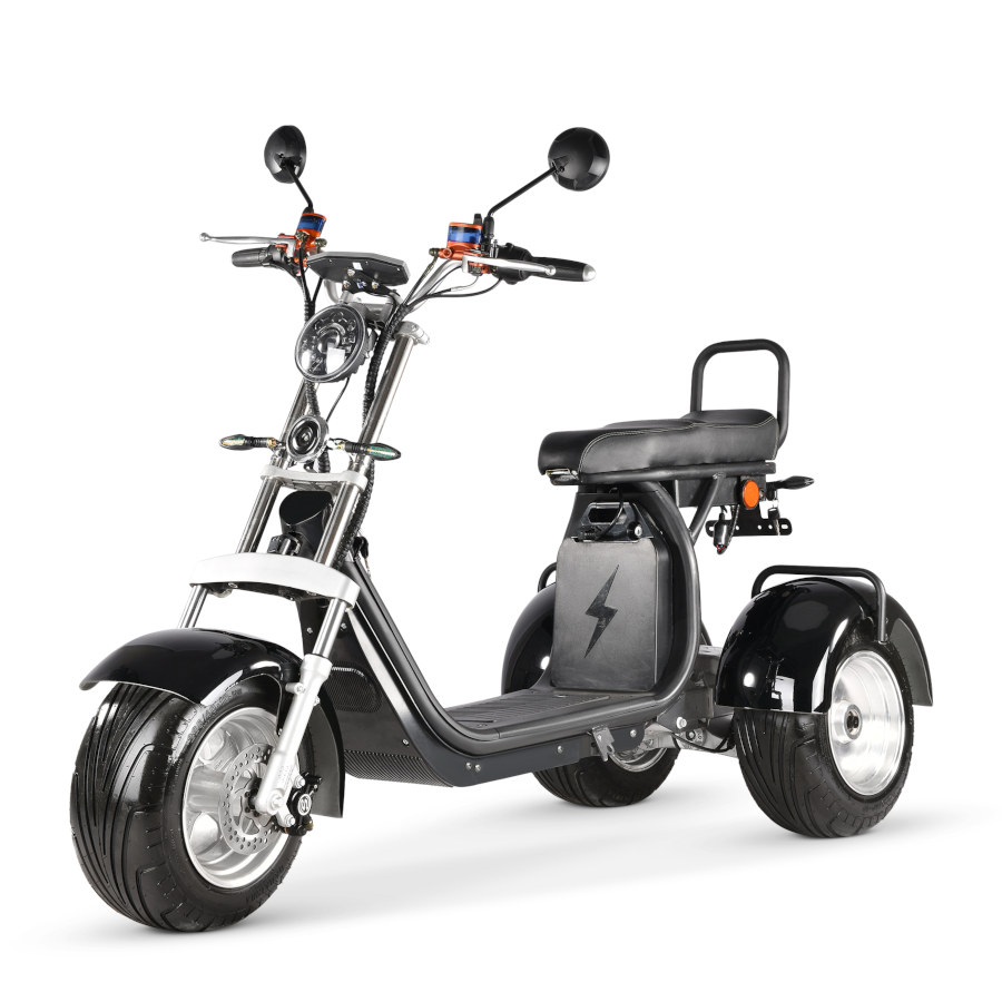 Coco Bike E-Scooter mit Straßenzulassung und drei Räder Trike CP7 - ca. 45km Reichweite, 2 Motoren | 60V | 2000W | 20AH Akku-Schwarz