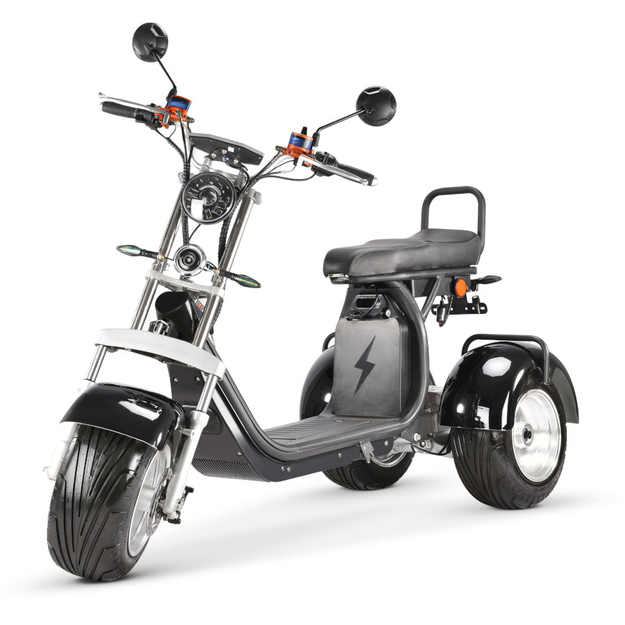 Coco Bike E-Scooter mit Straßenzulassung und drei Räder Trike CP7 - ca. 45km Reichweite, 2 Motoren | 60V | 2000W | 20AH Akku-Schwarz