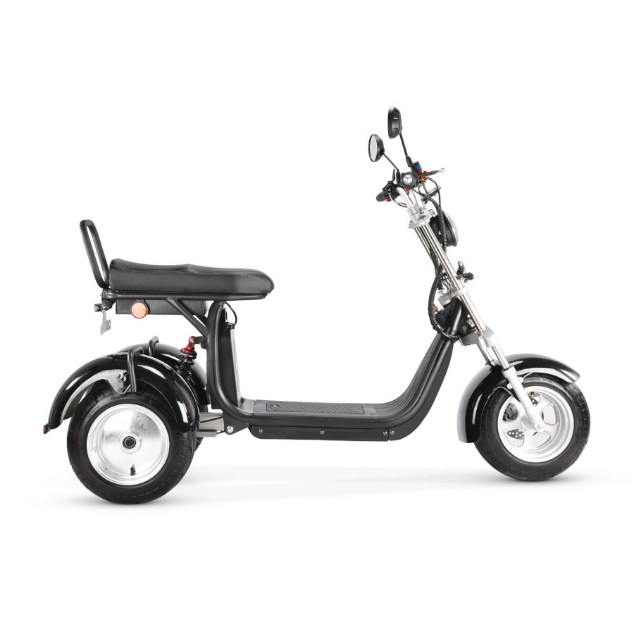 Coco Bike E-Scooter mit Straßenzulassung und drei Räder Trike CP7 - ca. 45km Reichweite, 2 Motoren | 60V | 2000W | 20AH Akku-Schwarz