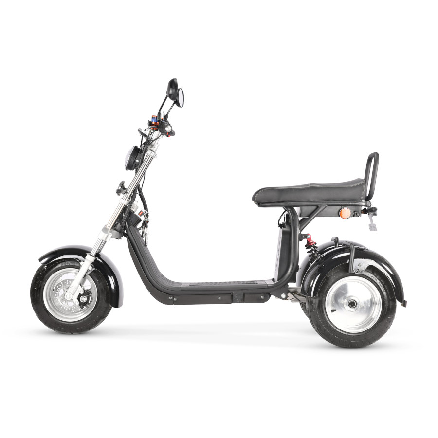 Coco Bike E-Scooter mit Straßenzulassung und drei Räder Trike CP7 - ca. 45km Reichweite, 2 Motoren | 60V | 2000W | 20AH Akku-Schwarz