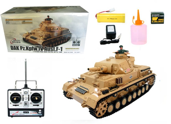 RC Panzer "Kampfwagen IV Ausf.F-1" Heng Long 1:16 Sandfarbe mit Rauch und Sound, Stahlgetriebe und 2,4Ghz+V6.0