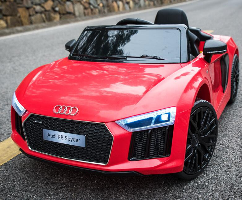 Kinderfahrzeug - Elektro Auto "Audi R8" - lizenziert - 12V7AH Akku und 2 Motoren- 2,4Ghz + MP3 + Leder +EVA-Rot