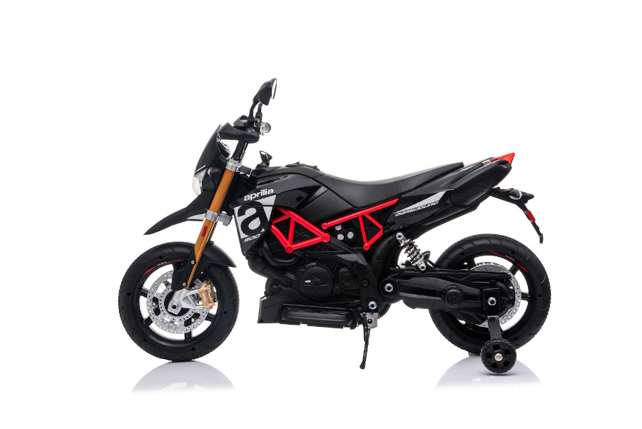 Elektro Kindermotorrad "Aprilia-900-Dorsoduro" - Lizenziert - 12V - 2 Motoren - MP3 + Leder + EVA 