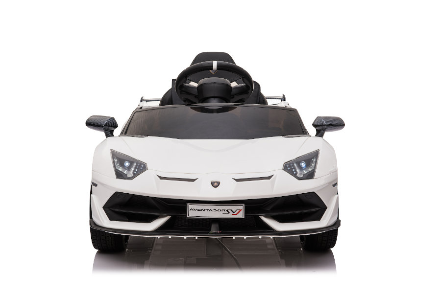 Kinderfahrzeug - Elektro Auto "Lamborghini Aventador SVJ" - lizenziert - 12V7AH, 2 Motoren- 2,4Ghz Fernsteuerung, MP3, Ledersitz+EVA -018-Weiss