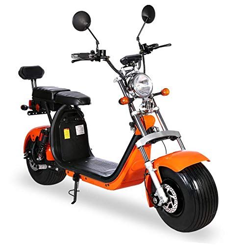 Coco Bike Fat E-Scooter mit Straßenzulassung bis zu 40 km/h schnell - 35km Reichweite, 60V | 1500W | 12AH Akku-Orange