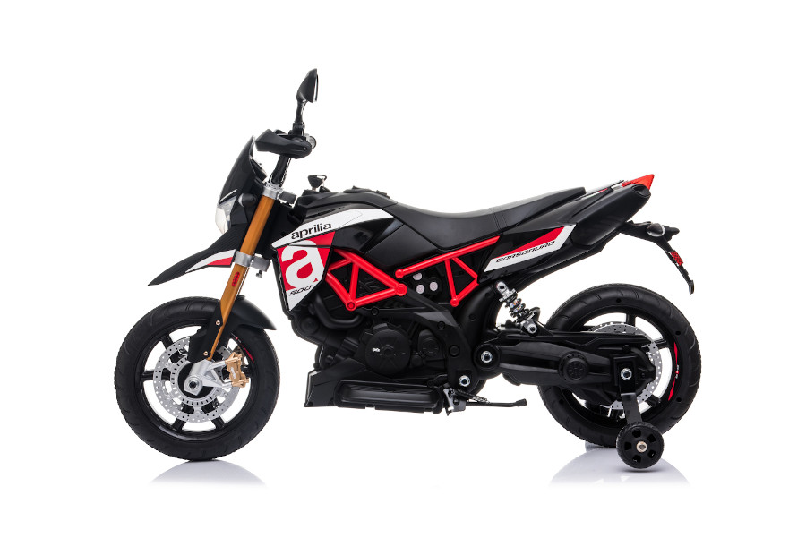 Elektro Kindermotorrad "Aprilia-900-Dorsoduro" - Lizenziert - 12V - 2 Motoren - MP3 + Leder + EVA 
