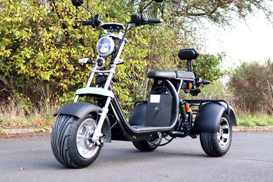 Coco Bike E-Scooter mit Straßenzulassung und drei Räder Trike ca. 35km Reichweite, 60V | 2000W | 12AH Akku-Gelb
