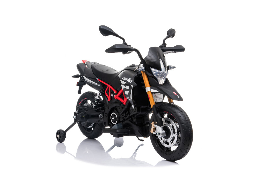 Elektro Kindermotorrad "Aprilia-900-Dorsoduro" - Lizenziert - 12V - 2 Motoren - MP3 + Leder + EVA 