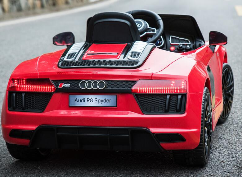 Kinderfahrzeug - Elektro Auto "Audi R8" - lizenziert - 12V7AH Akku und 2 Motoren- 2,4Ghz + MP3 + Leder +EVA-Rot