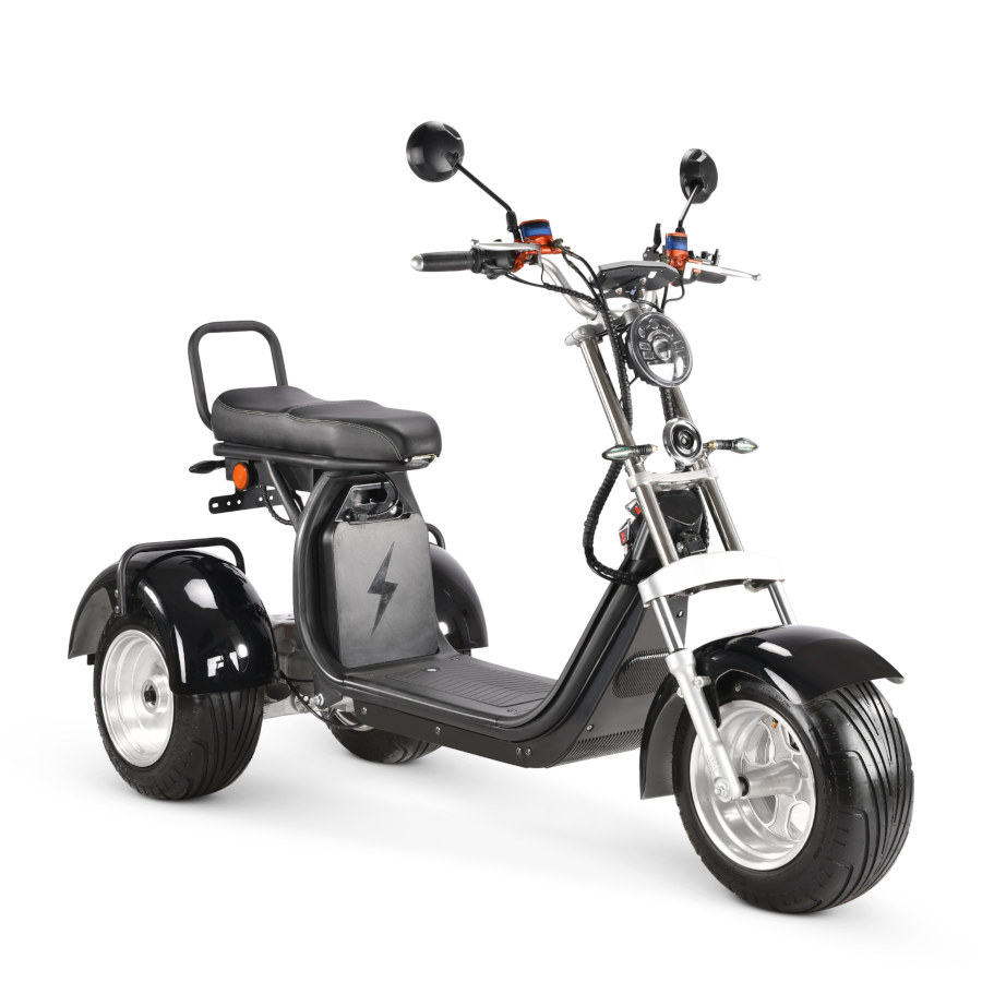 Coco Bike E-Scooter mit Straßenzulassung und drei Räder Trike CP7 - ca. 45km Reichweite, 2 Motoren | 60V | 2000W | 20AH Akku-Schwarz