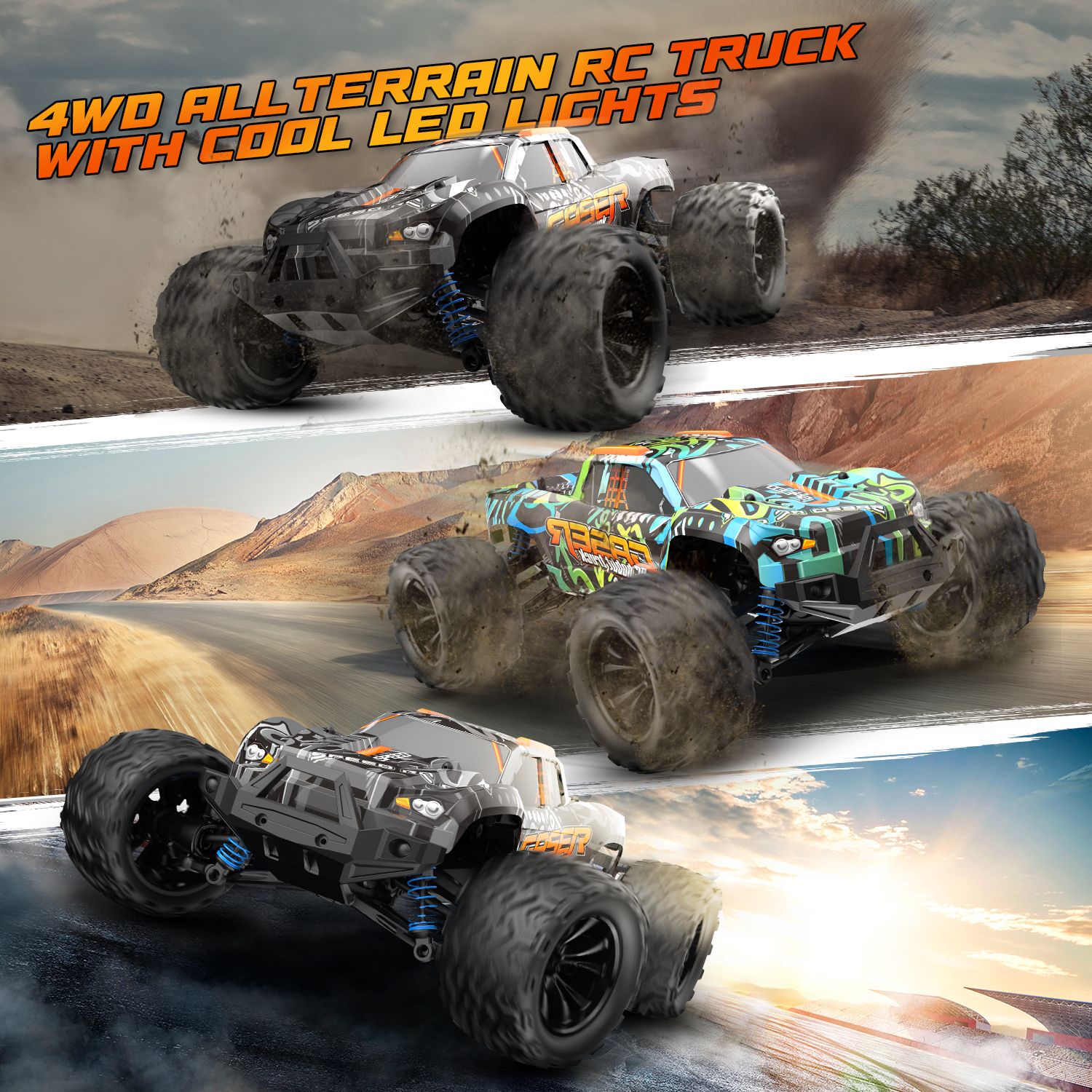 RC Elektro Monster Truck 1:14 mit 2,4Ghz, 40 km/h, Allradantrieb - LiIon - "Gaser 900"